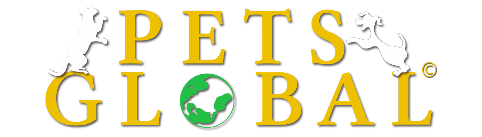 Pet's Global logo featuring stylish letters and animated cat and dog